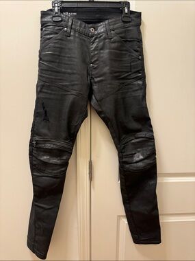 Raw Men Skinny Coated distressed Jeans Pants